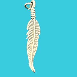 Sterling Silver 1.25" Feather Necklace Charm Pendant